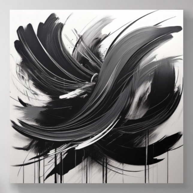 Expressive Black and White Abstract Art Acrylic Photo Tile (Front Set)