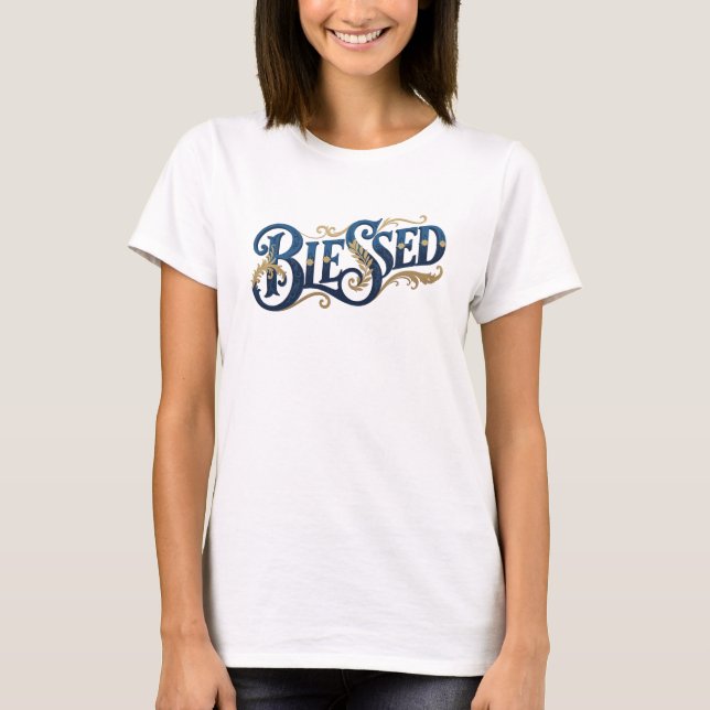 Expressive BLESSED 2D Graphic Tee Design (Front)