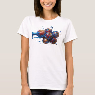 Expressive Blue Abstract Apple Artistic Motif T-Shirt