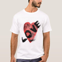 Expressive Brush Stroke Red Heart LOVE Graphic T-S