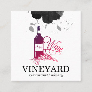 Expressive Brushed Texture Vino Wine Square Business Card