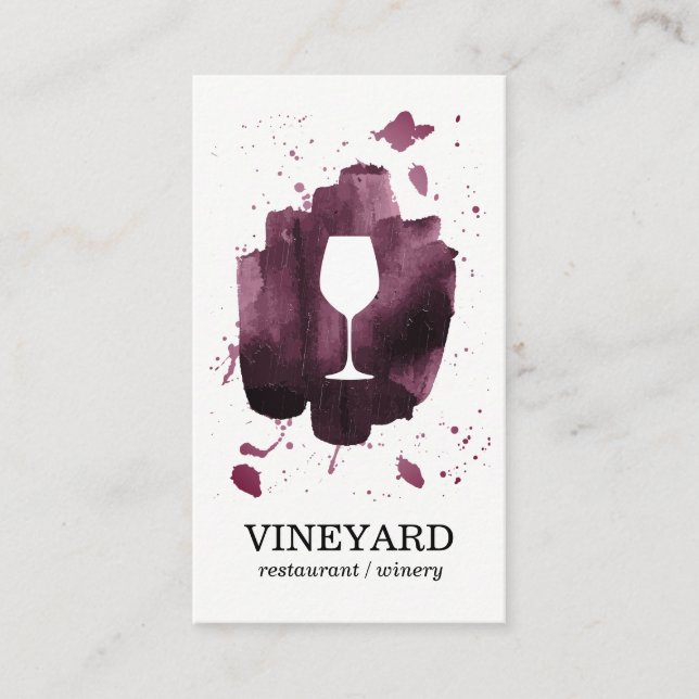 Expressive Brushed Texture / Wine Glass Business Card (Front)