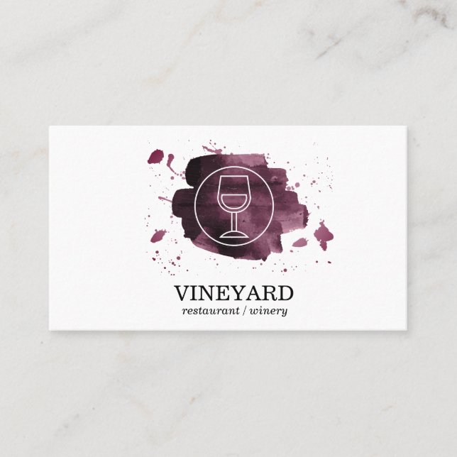 Expressive Brushed Wine Glass icon Line Art Business Card (Front)