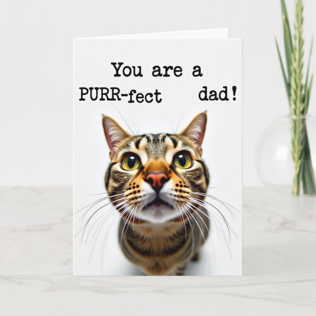 Expressive Cat Fathers Day Card (Front)