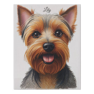 Expressive CloseUp Yorkshire Terrier Dog Portrait Faux Canvas Print