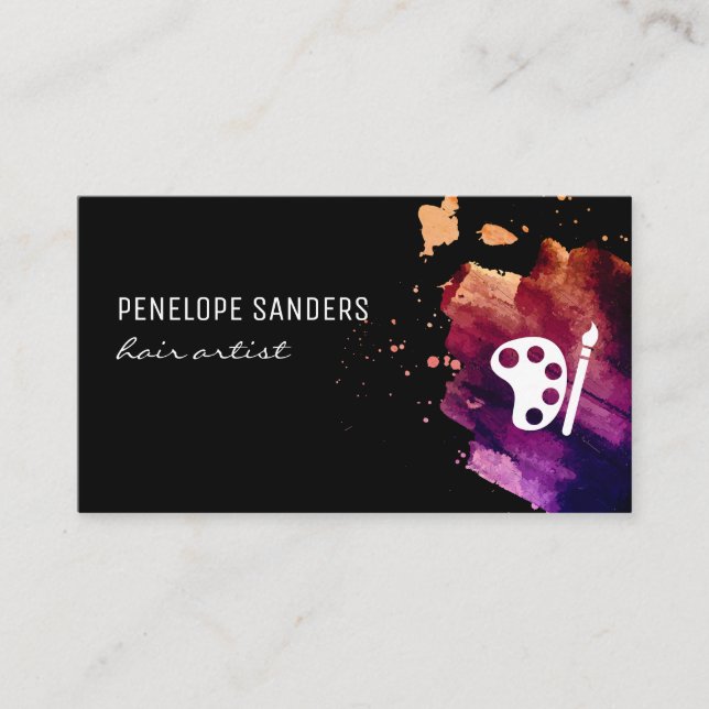 Expressive Color Brushed | Paint Brush  Business Card (Front)