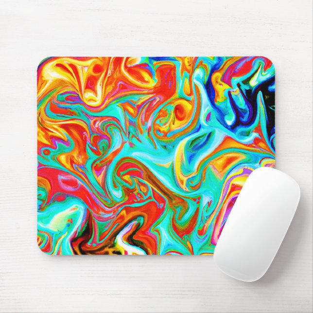 Expressive Colorful Abstractions Pattern Mouse Pad (With Mouse)