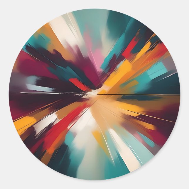 Expressive Colorful Brush Stroke Classic Round Sticker (Front)