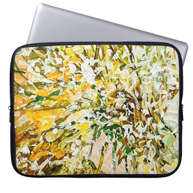 Expressive embossed paint on canvas, created using laptop sleeve (Front)