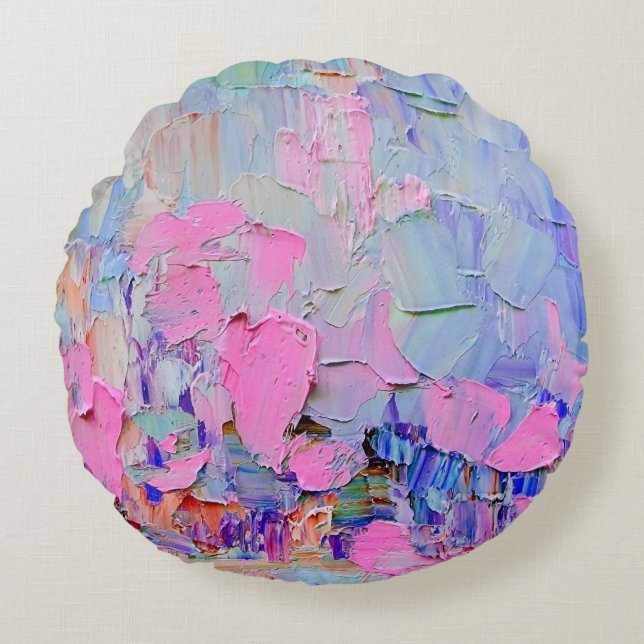 Expressive embossed paint on canvas, created using round pillow (Front)