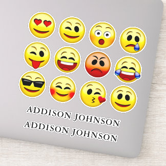Expressive Emoji Face 12 Collection Custom Name 8" Sticker