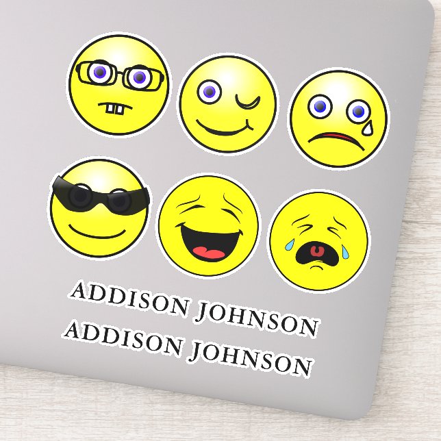 Expressive Emoji Face 6 Collection Custom Name 8" Sticker (Detail)