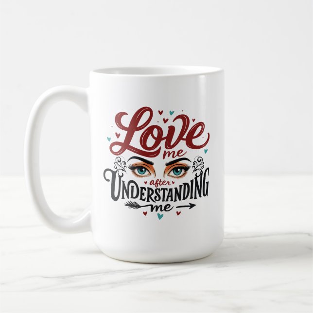 Expressive Eyes Love Message Print Coffee Mug (Left)