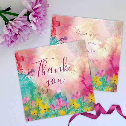 Expressive Floral Watercolor Thank You Card