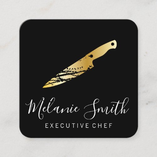 Expressive Gold Knife Executive Square Business Card