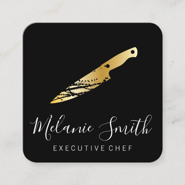 Expressive Gold Knife (Executive) Square Business Card (Front)