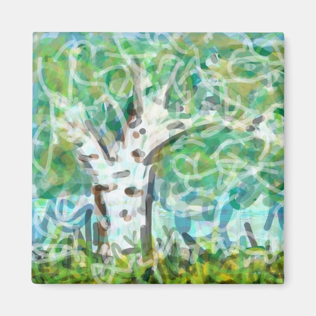 Expressive Impressionist Tree Original Art Magnet (Front)