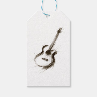 Expressive Ink Guitar Minimalist Brush Music on Gift Tags