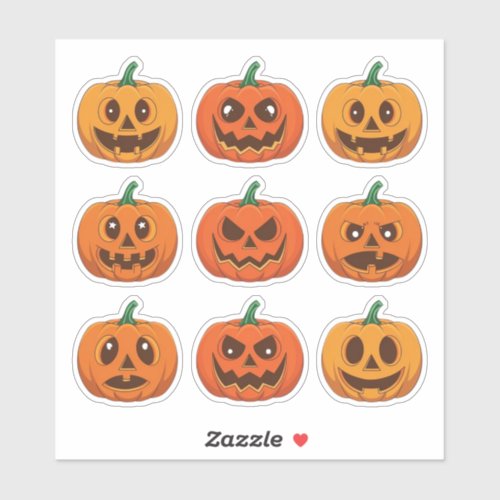 Expressive Jack-o’-Lantern Faces Scrapbook Sticker