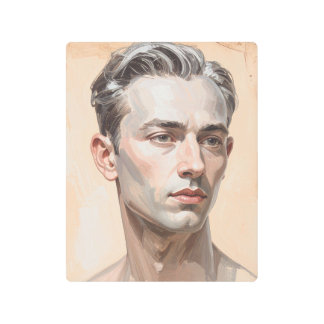 Expressive Male Portrait Metal Print