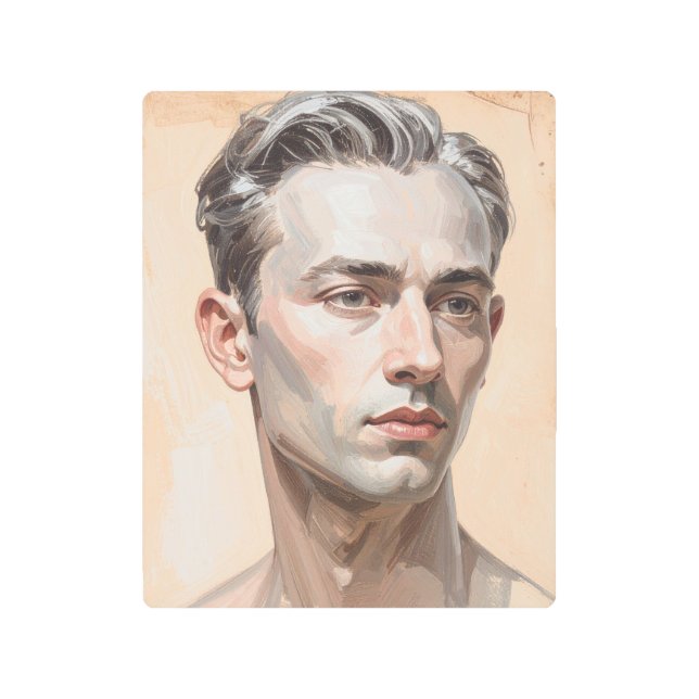 Expressive Male Portrait Metal Print (Front)