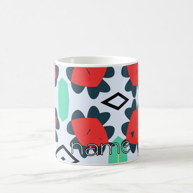 Expressive Playful Red and Green Coffee Mug (Center)