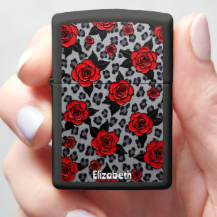 Expressive Red Roses on Canvas Zippo Lighter