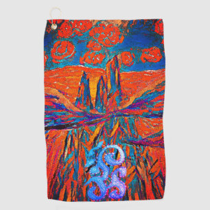 Expressive Roses in the Sky Impressionist Mystery Golf Towel