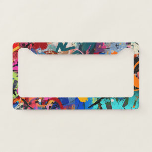 Expressive Street Art Mural in Bright Urban Colors License Plate Frame