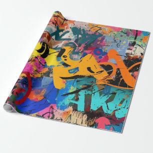 Expressive Street Art Mural in Bright Urban Colors Wrapping Paper