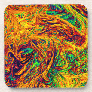 Expressive Vibrant Color Pattern Beverage Coaster