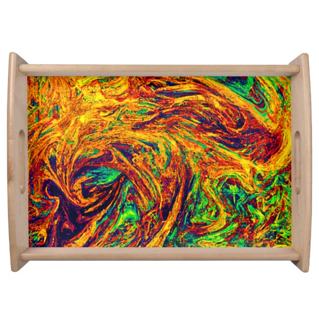 Expressive Vibrant Color Pattern Serving Tray (Front)
