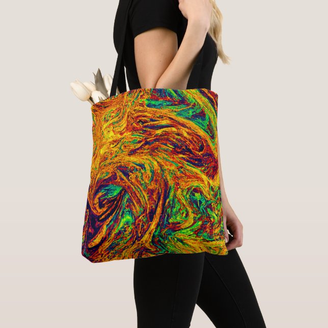 Expressive Vibrant Color Pattern Tote Bag (Close Up)