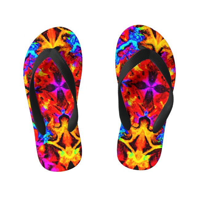 Expressive Vibrant Colors Artistry Kid's Flip Flops (Footbed)