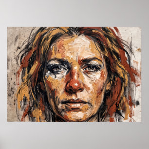 Expressive Woman Portrait Art Poster