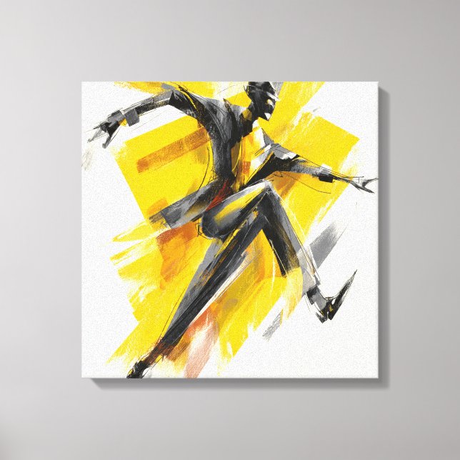 Expressive Yellow Dancer Sketch Art Canvas Wall  (Front)