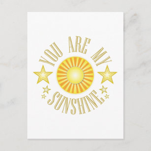 YOU ARE My SUNSHINE Postcard. Sunny Printable Card. Celebrating Love  Postcards. Sunshine Postcard 