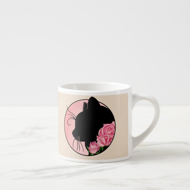 Expresso Black Cat and Roses Espresso Cup (Right)