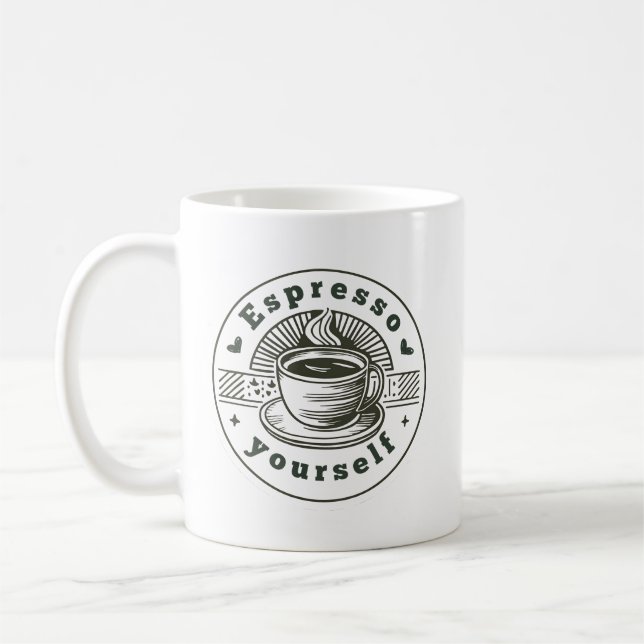 Expresso Yourself Funny Quote Coffee Mug (Left)