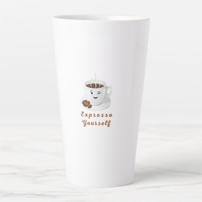 Expresso Yourself – Funny Smiling Coffee Tee Latte Mug (Front)
