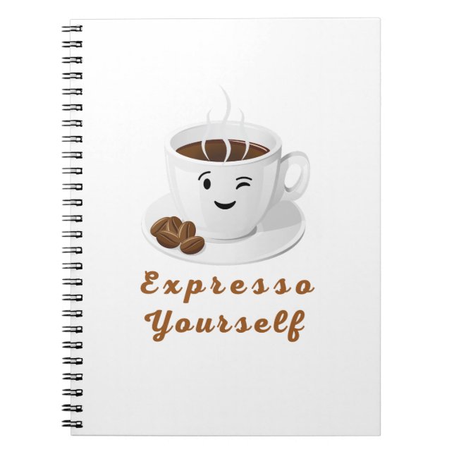 Expresso Yourself – Funny Smiling Coffee Tee Notebook (Front)