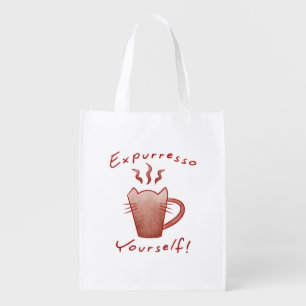Expurresso Yourself Cats And Coffee Grocery Bag
