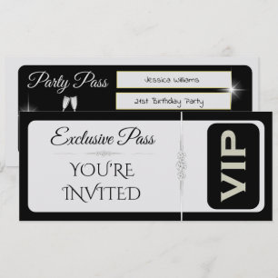 Exquisit VIP Birthday, Diamonds & Silver Birthday Invitation