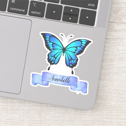 Exquisite Aqua Butterfly Design Your Own Sticker