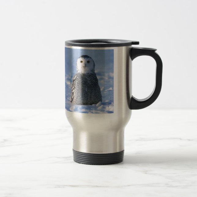 Exquisite Arctic Snowy Owl Photo Designed Travel Mug (Right)