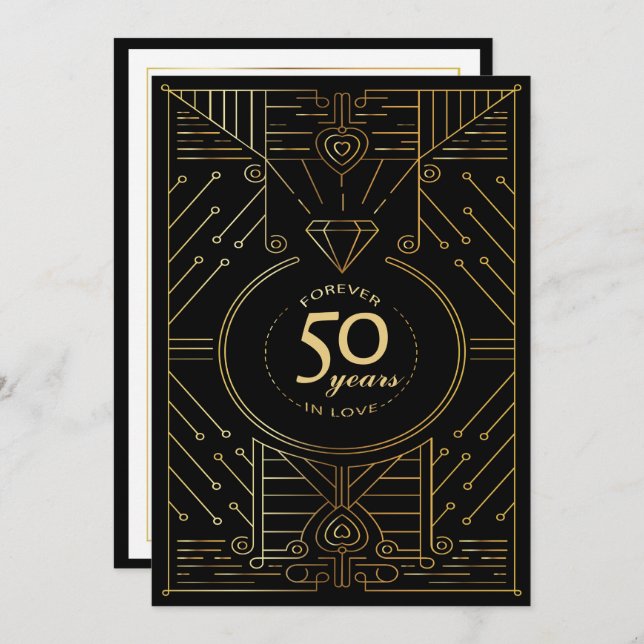 Exquisite Art Deco 50th Anniversary Invite (Front/Back)