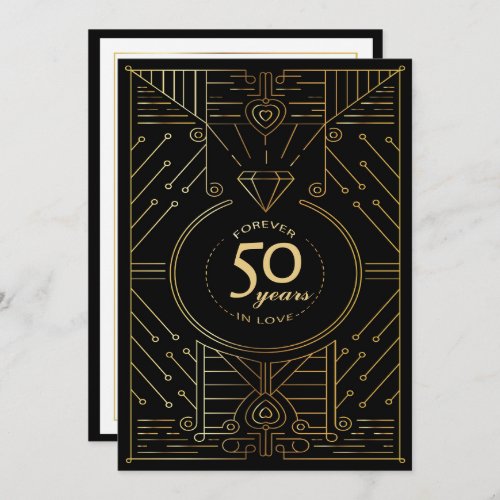 Exquisite Art Deco 50th Anniversary Invite