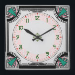 Exquisite Art Deco Clock Vivid Colors Version<br><div class="desc">Art Deco design with clear,  readable numbers.</div>