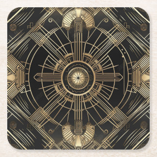 Exquisite Art Deco Paper Coaster - Black and Gold