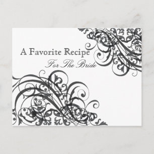 Exquisite Baroque B&W Bridal Shower Recipe Card